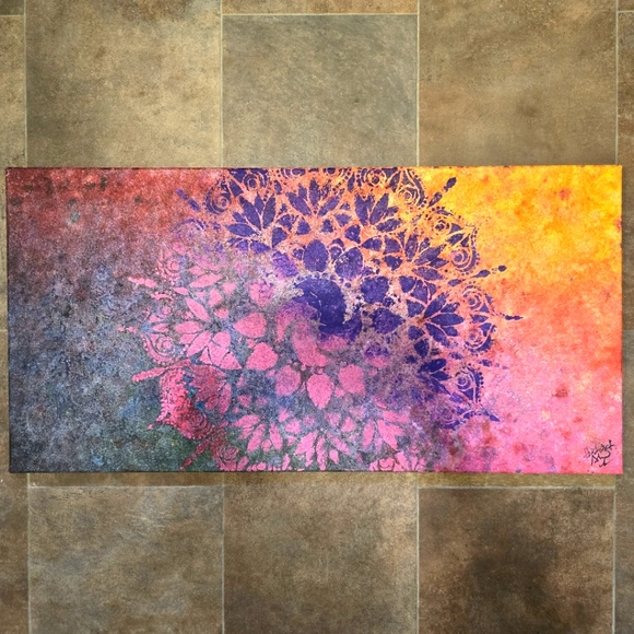 HANDCRAFTED Abstract Rainbow Texture Painting HANDPAINTED HANDMADE Wall Art - Picture 3 of 17